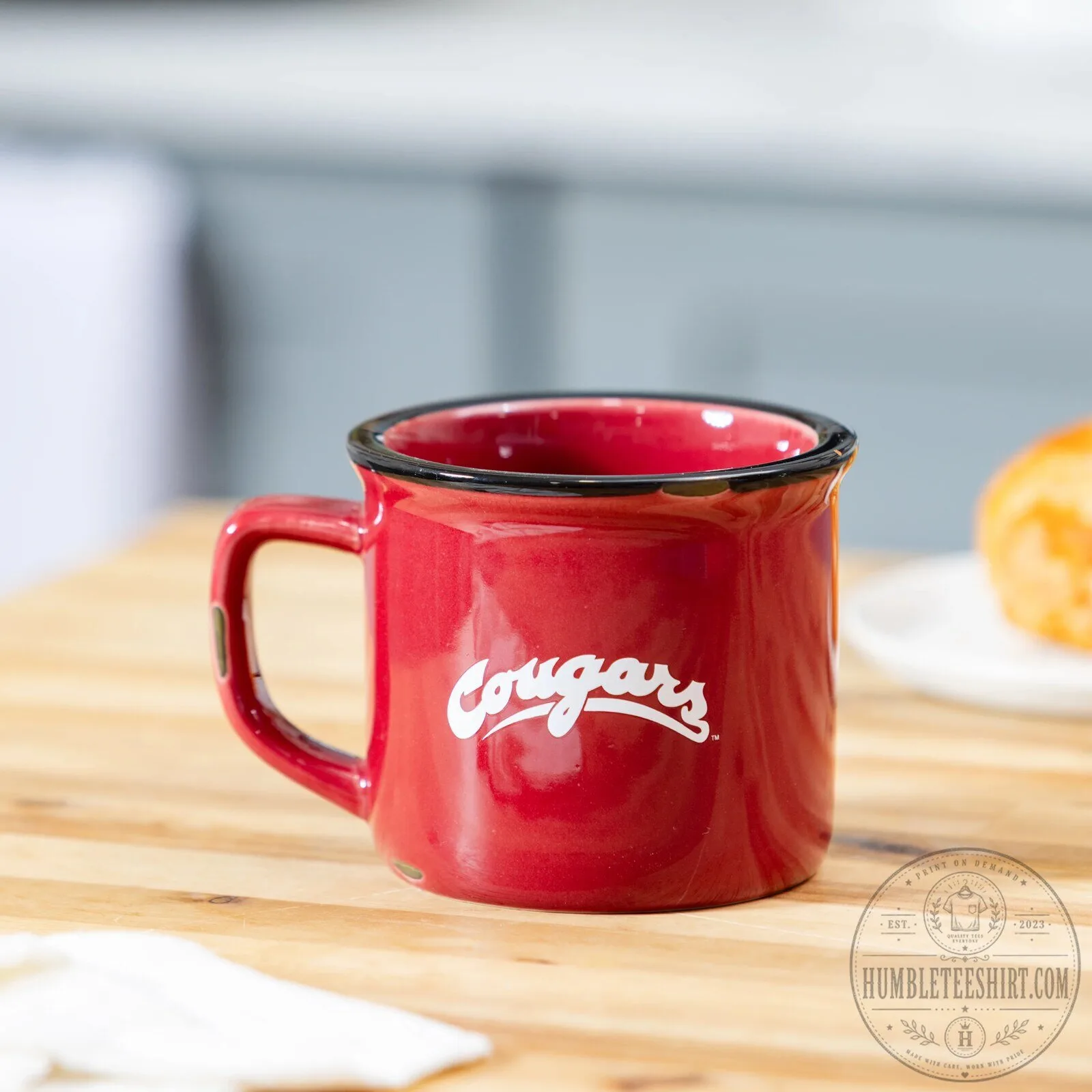 Washington State University Cougars Logo Red Enamel Camp Mug 7 Washington State University Cougars Logo Red Enamel Camp Mug