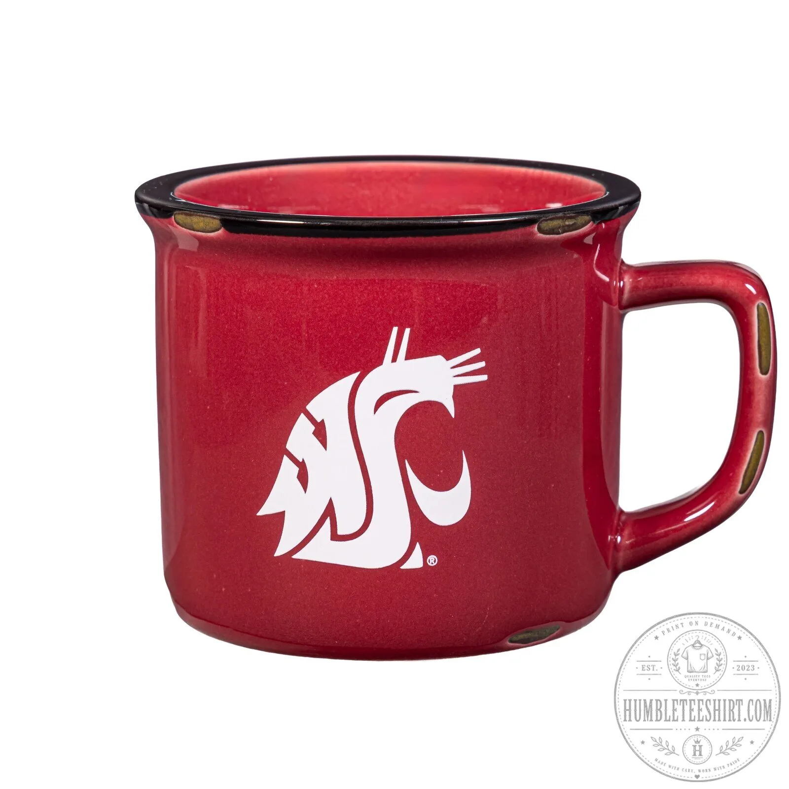 Washington State University Cougars Logo Red Enamel Camp Mug 8 Washington State University Cougars Logo Red Enamel Camp Mug