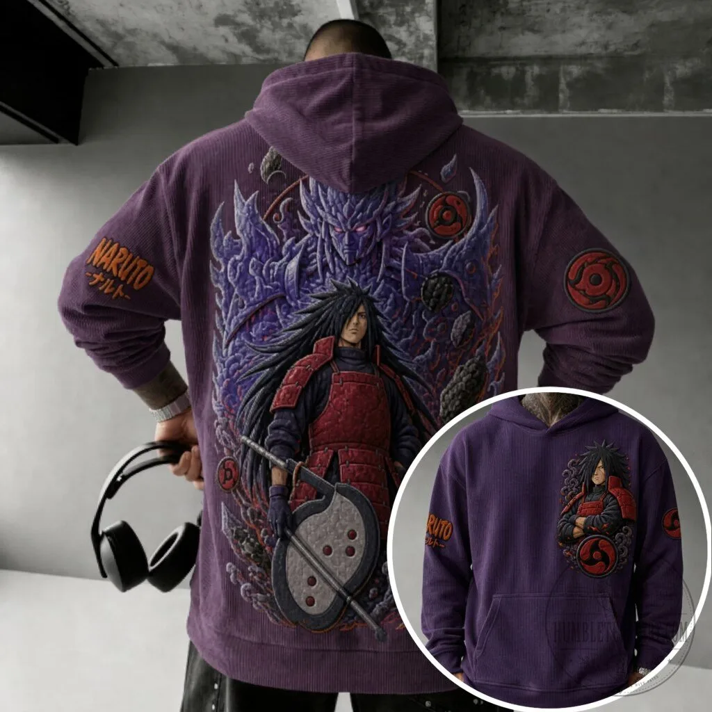 Naruto Shippuden Madara Uchiha Susanoo Anime Purple Corduroy Hoodie