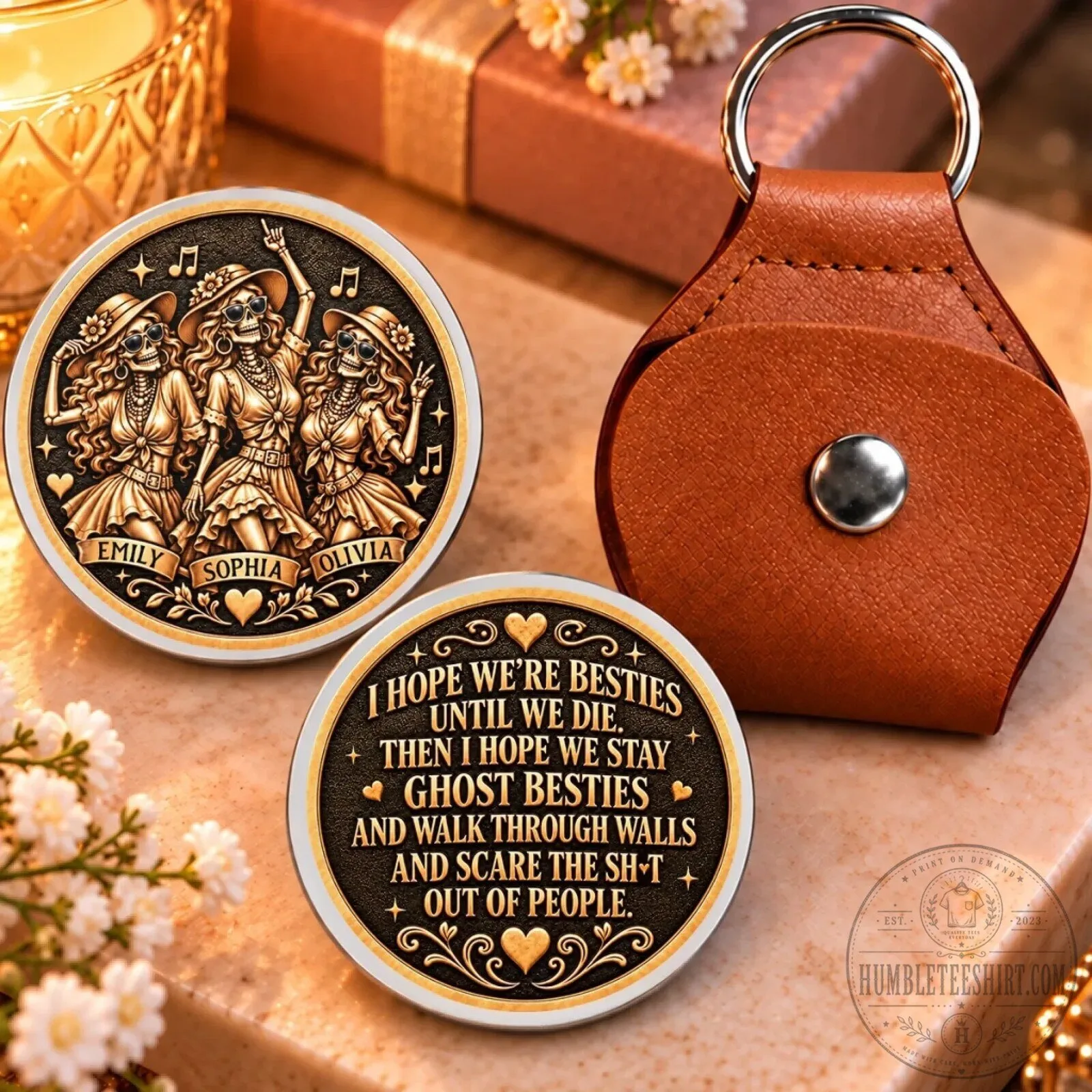 Personalized Best Friends Skeleton Pocket Hug Token with Custom Names Keychain 8 Personalized Best Friends Skeleton Pocket Hug Token with Custom Names Keychain