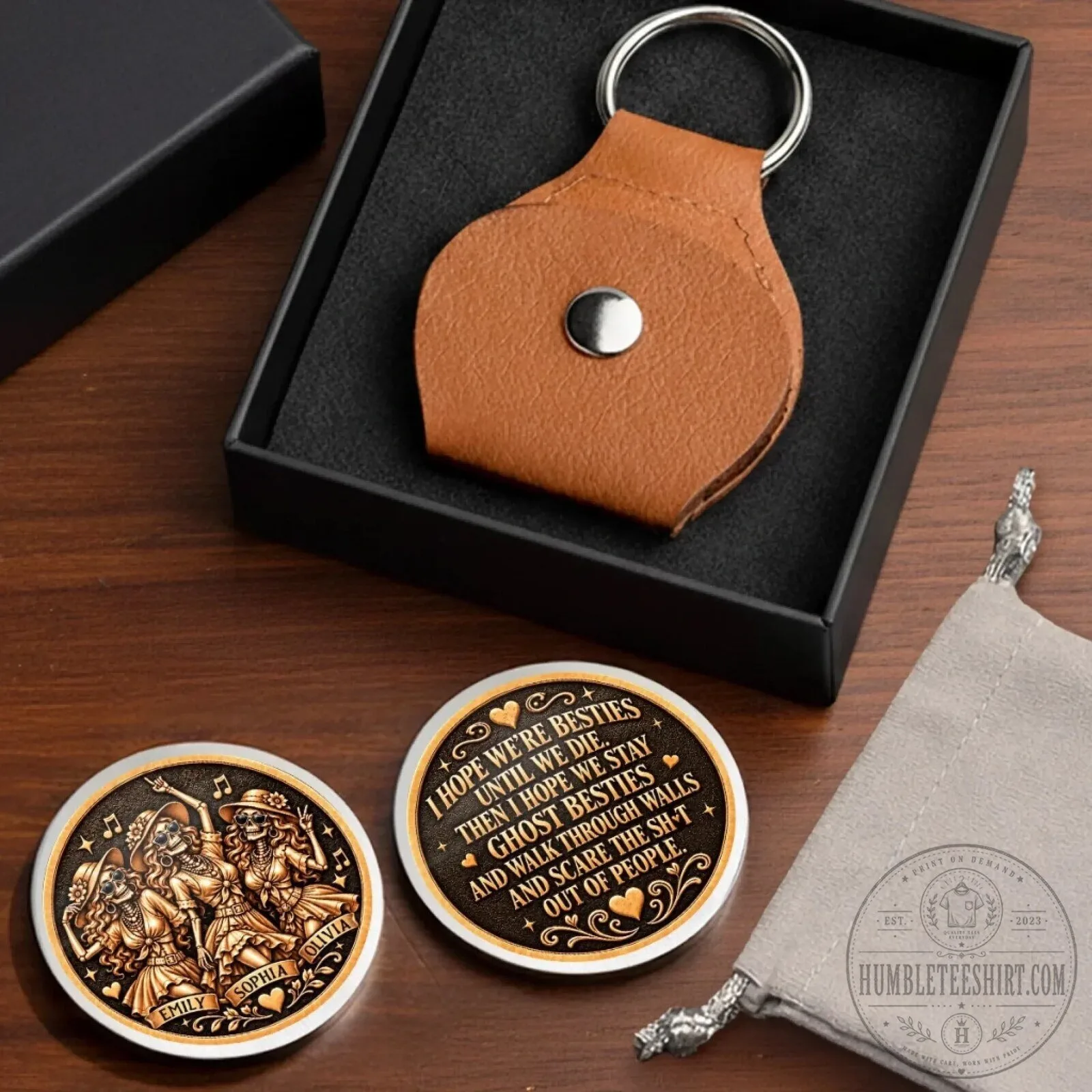 Personalized Best Friends Skeleton Pocket Hug Token with Custom Names Keychain 11 Personalized Best Friends Skeleton Pocket Hug Token with Custom Names Keychain
