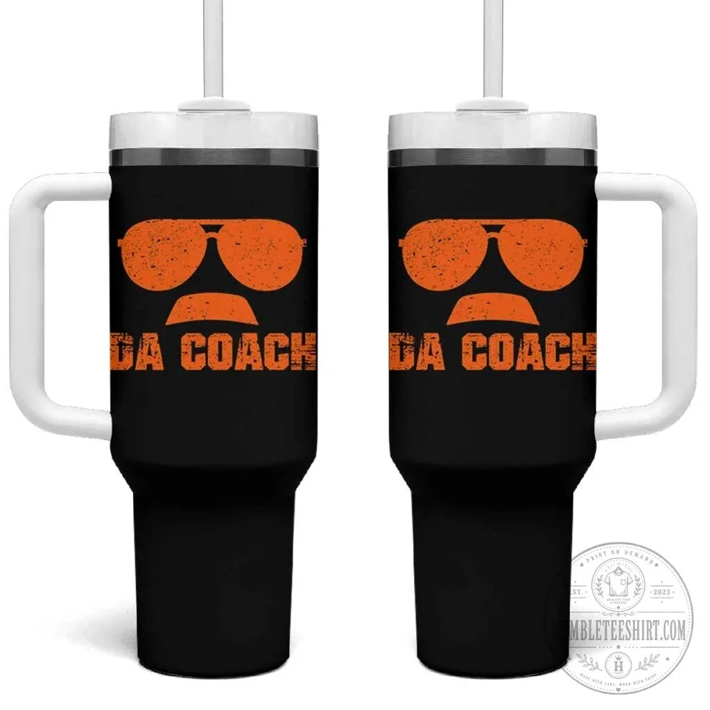 Da Coach Orange Sunglasses and Mustache Graphic Insulated Tumbler with Handle